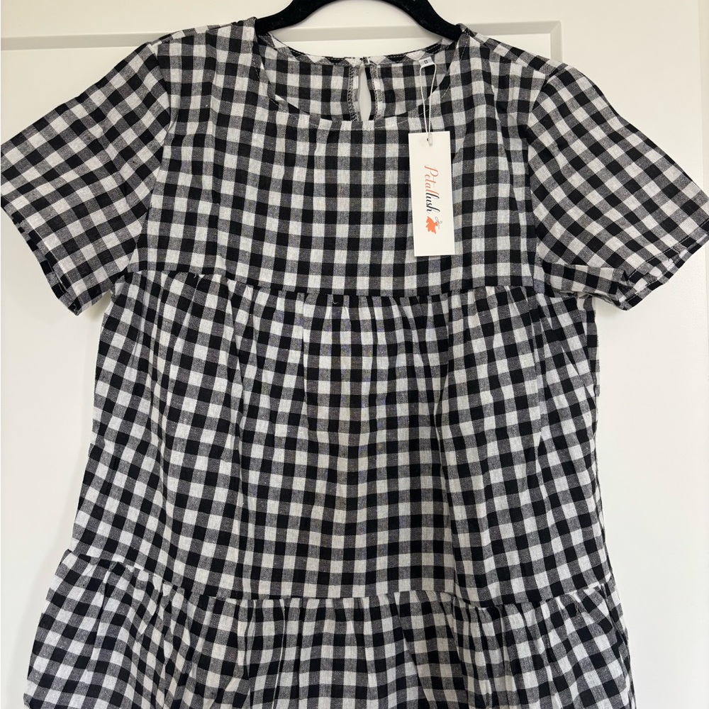 Petallush Black and White Checkered Top